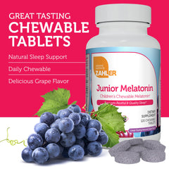Non-GMO, USA-made Zahler children melatonin packaging