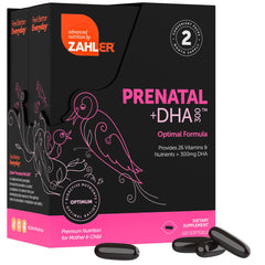 Close-up of Zahler prenatal DHA softgels