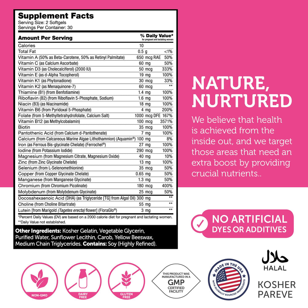 USA-made Zahler Prenatal softgels in GMP facility