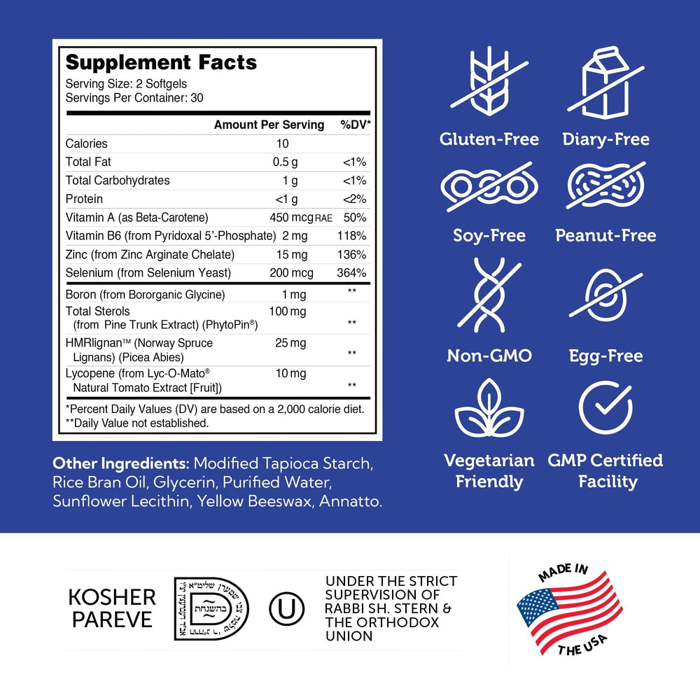Close-up of Lycopene and natural ingredients in Zahler Prostaid+ formula