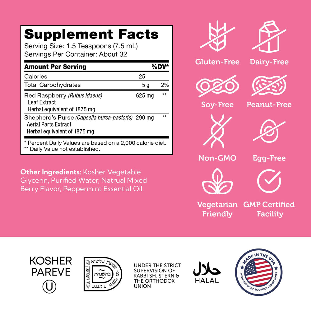 Organic Shepherd's purse and Red Raspberry Leaf ingredients
