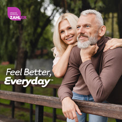 Adult daily use lifestyle shot with Zahler Vitamin D3 bottle