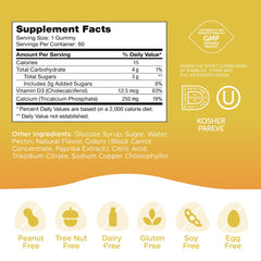 60-count bottle of Zahler calcium gummies for children