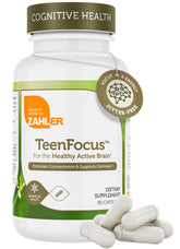 Front view of Zahler TeenFocus 90 capsules bottle