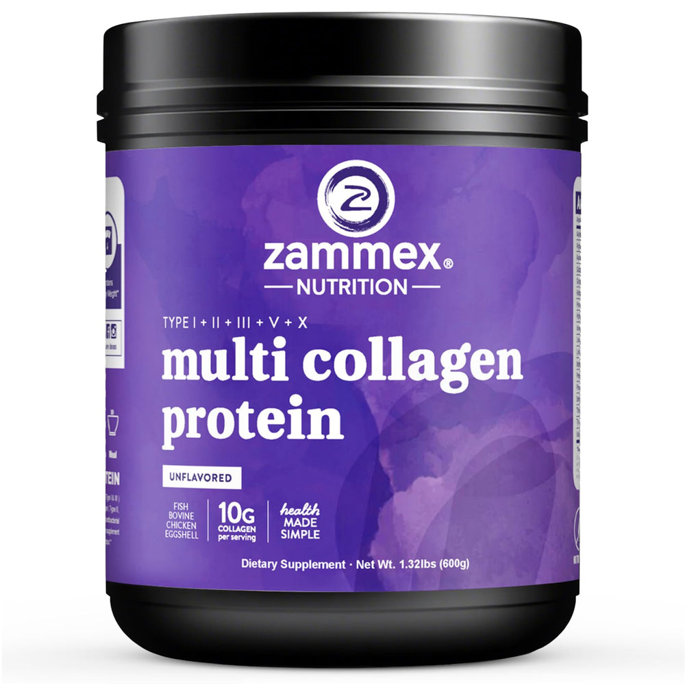 Front view of Zammex Multi Collagen Protein Powder container