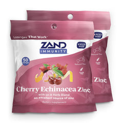 Hero image of ZAND Immunity Cherry Echinacea Zinc Throat Lozenges 2-pack 50 count.