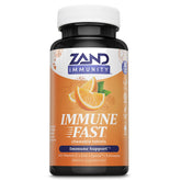 Bottle of ZAND Immunity Fast Immune Orange Chewables on a white background