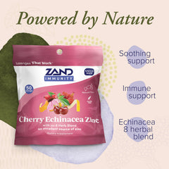 Lozenges showing herbal blend including echinacea root, hibiscus, orange and lemon peels.