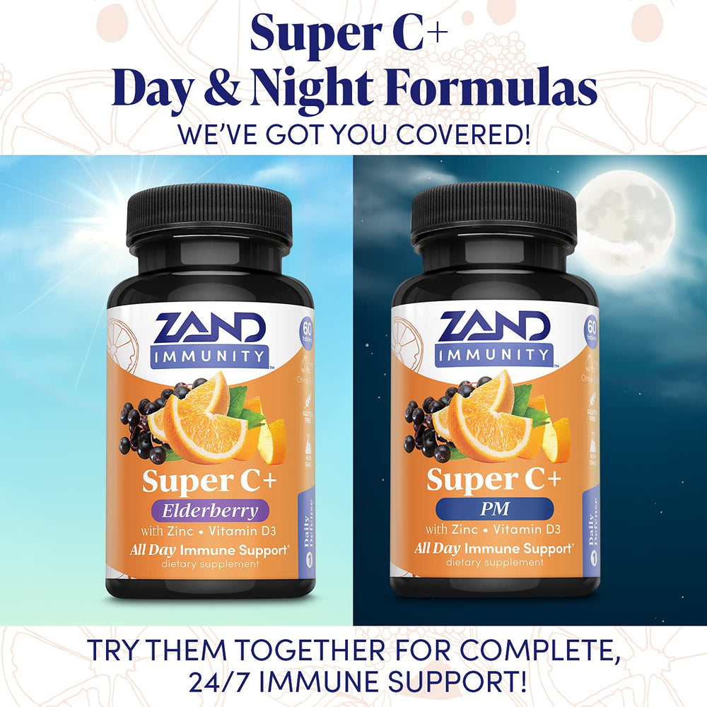60 tablets displayed for Zand Immunity Super C+ Elderberry