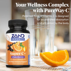 Graphic highlighting PureWay-C 1000 mg in Zand Immunity Super C+ Elderberry