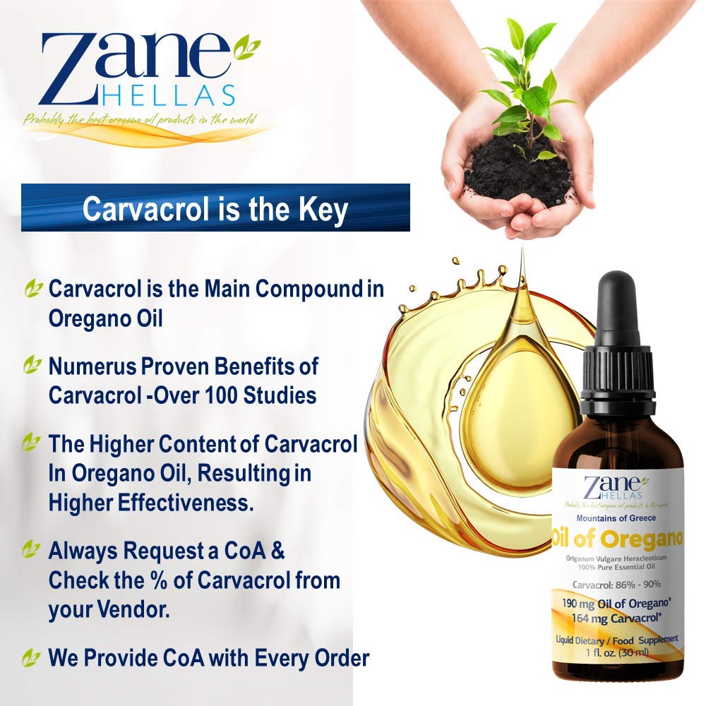1 fl oz (30 ml) bottle of Zane Hellas oregano oil