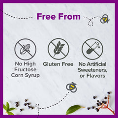 Close-up of Zarbee's immune support bottle label featuring elderberry extract