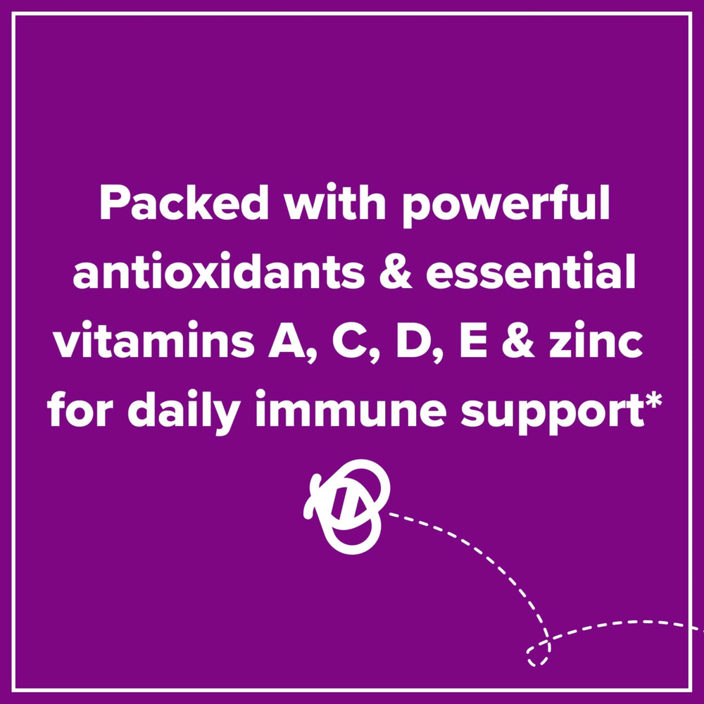 Bright berry flavor appeals to kids during daily dose.