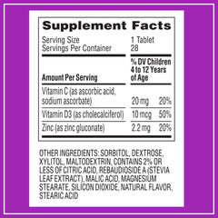 Nutrition facts and vitamin content on box