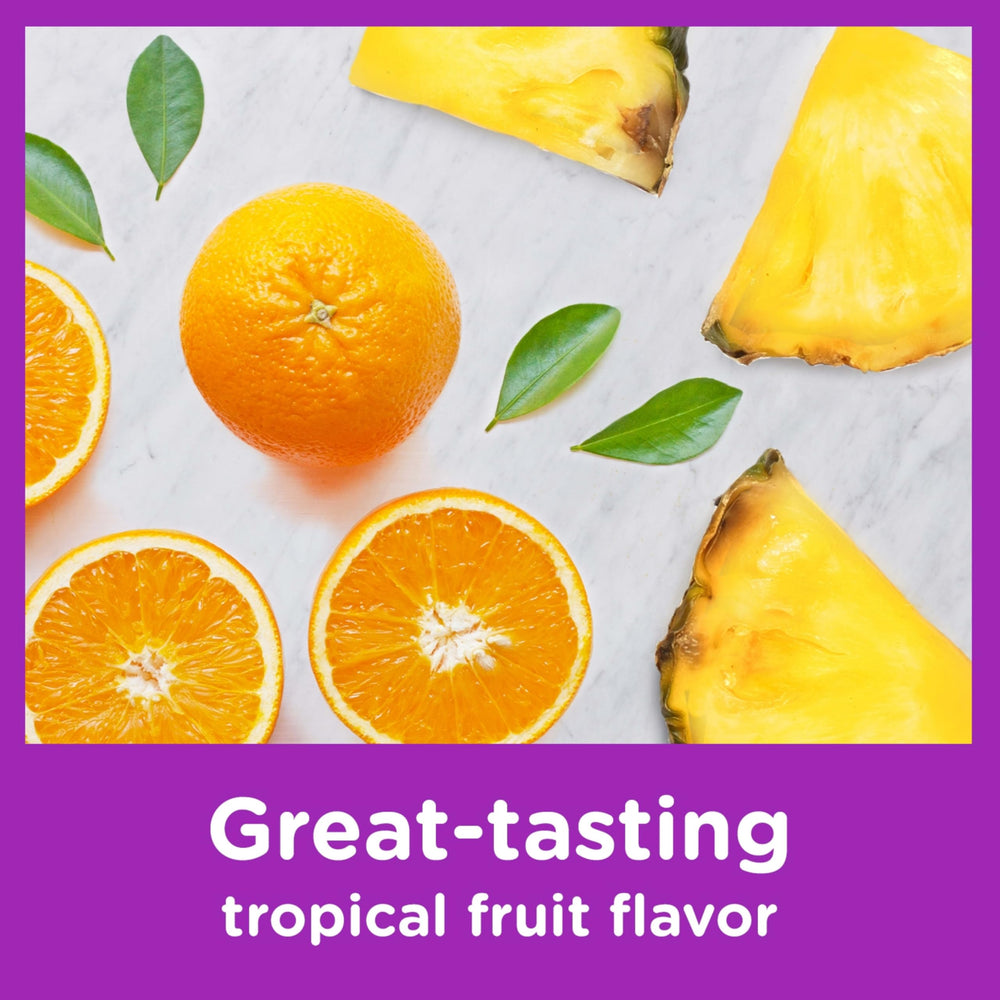 Close-up of tropical fruit flavored chewables