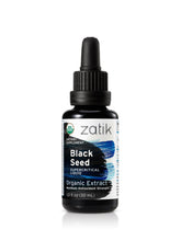 Bottle of Zatik Naturals Organic Black Seed Full Spectrum Extract in UV glass