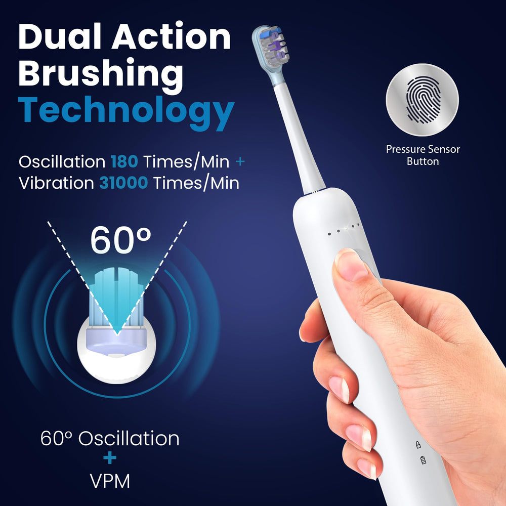 Close-up of dual action 60° vibration and oscillation technology