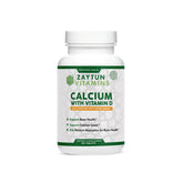 Front view of Zaytun Halal Calcium + Vitamin D3 bottle promoting bone health