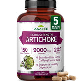Zazzee Extra Strength Artichoke 20:1 Extract hero image with bottle and capsules