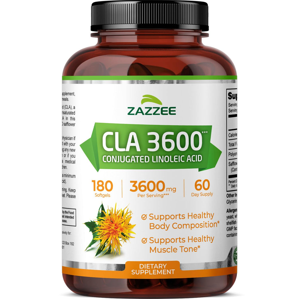 Zazzee CLA bottle front label showing 3600 mg per serving