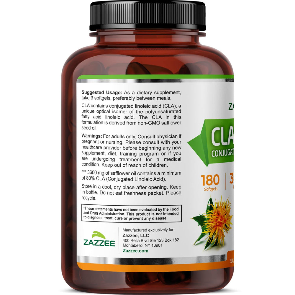 Inside packaging view of Zazzee CLA bottle and contents