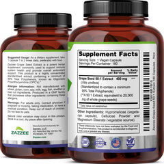 Non-GMO designation on Zazzee Grape Seed Extract packaging