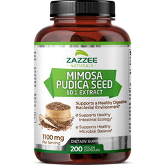 Bottle of Zazzee Mimosa Pudica Seed Extract 10:1 – 200 vegan capsules