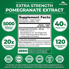 Pomegranate extract capsules showing 20:1 potency
