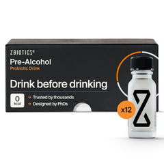 ZBiotics pre-alcohol probiotic bottle ready for use toward a potentially smoother morning