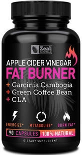 Zeal Naturals Apple Cider Vinegar Pills bottle promotes daily wellness for weight-conscious routines.