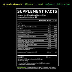 Zeal Naturals BCAAs and vitamins graphic signaling post-workout recovery options.