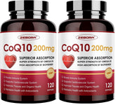Product shot of ZEBORA CoQ10 200mg softgels with PQQ and Omega-3 in pack 2