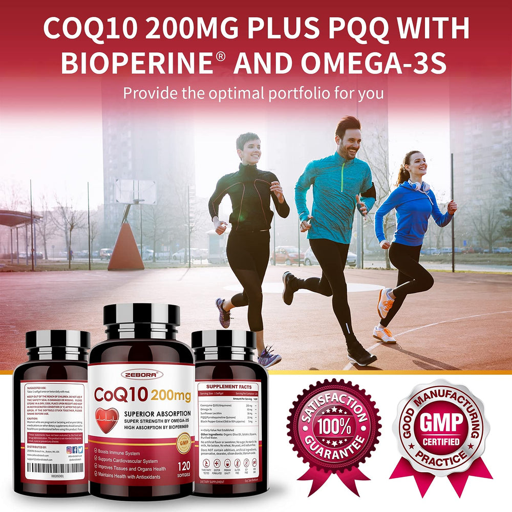 Lifestyle image of daily use with CoQ10 softgel bottle