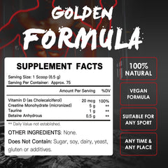 Close-up of ZEBORA Creatine Monohydrate powder in jar