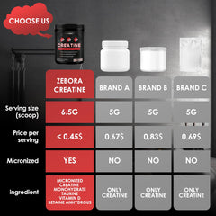 Nutrition facts and benefits of ZEBORA Creatine Monohydrate
