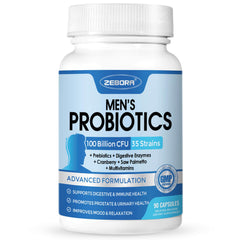 Front view of ZEBORA Probiotics for Men bottle