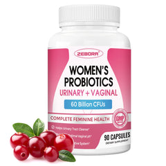 ZEBORA Probiotics for Women bottle front view with cranberry imagery