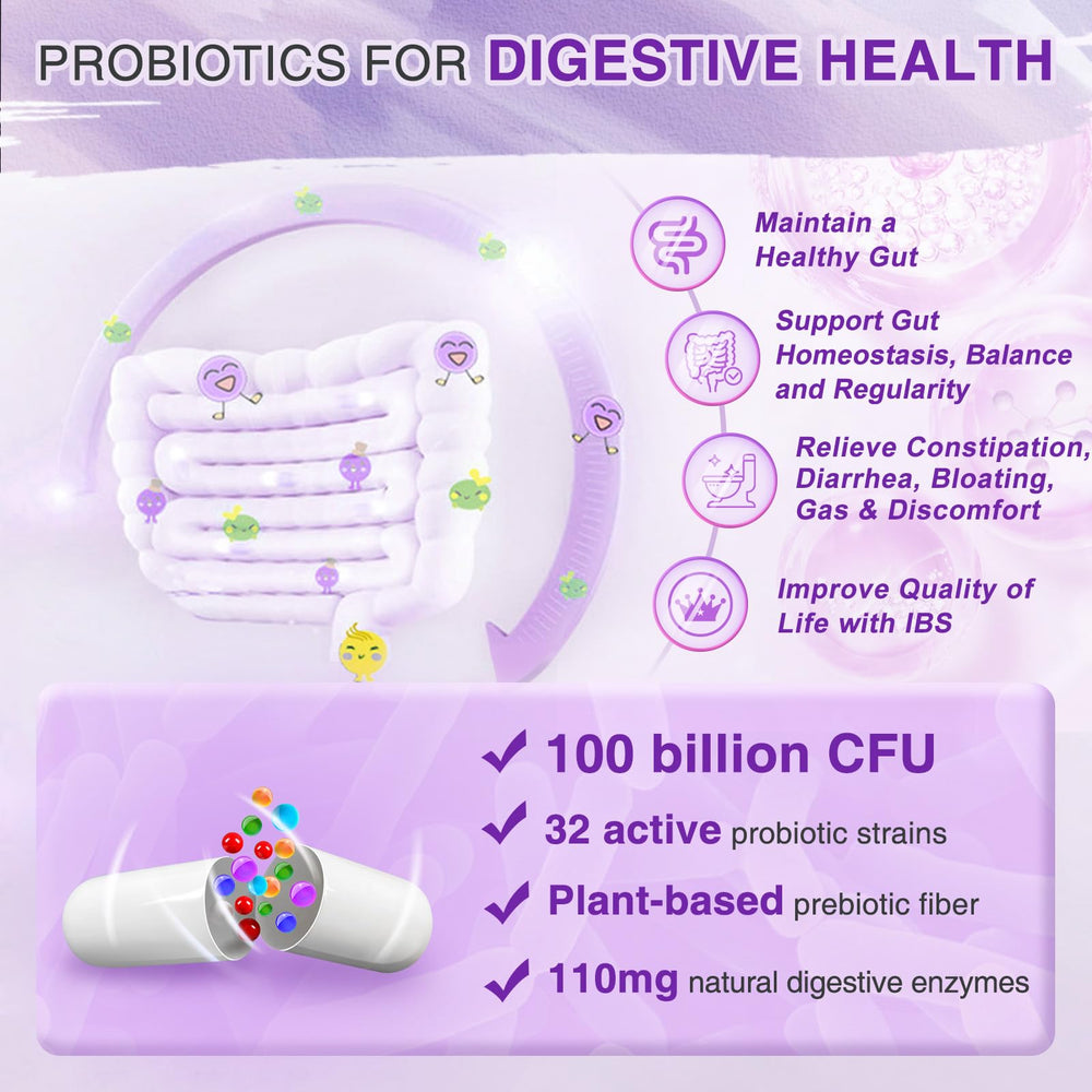 Probiotic capsules with a scoop of prebiotics fiber