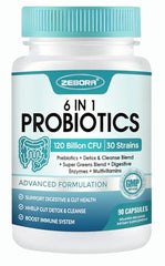 Front view of ZEBORA Probiotics for Women & Men bottle