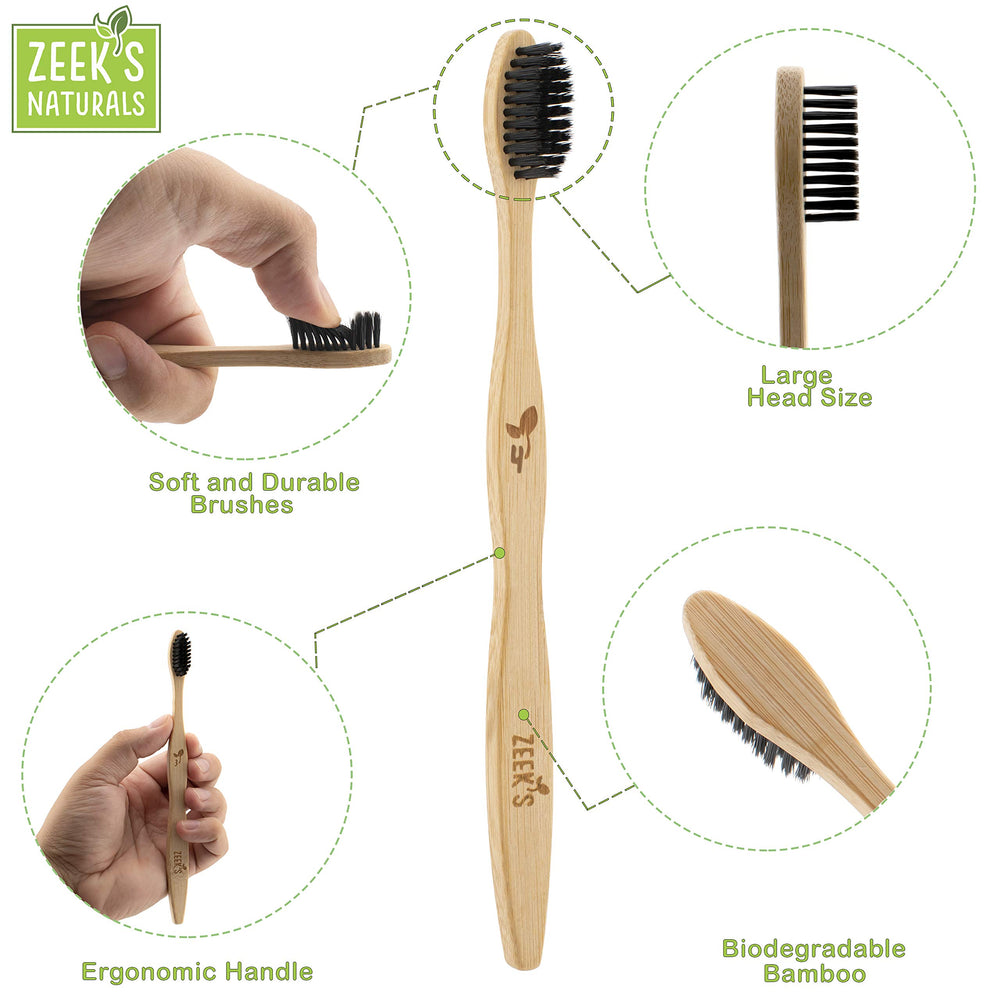 Zeek's Naturals bamboo charcoal toothbrush set of 12 - image 2