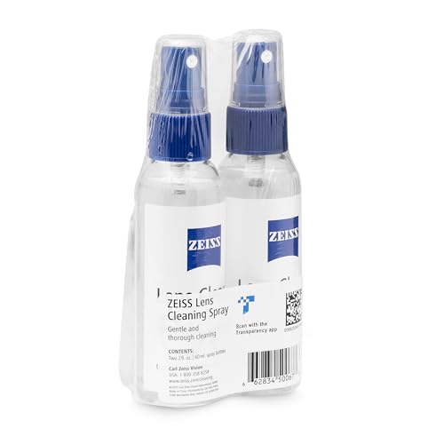 Close-up of ZEISS lens cleaning spray and cloths