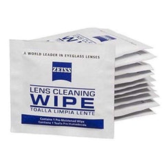 Zeiss pre-moistened lens wipes 12-count pack on white background