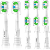 Zekuavi 8-pack toothbrush heads for AquaSonic Black Series, front view (white)