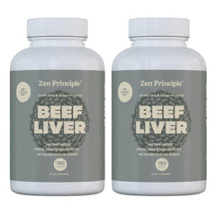 Zen Principle Beef Liver Supplement bottle with 360 capsules in a 2-pack