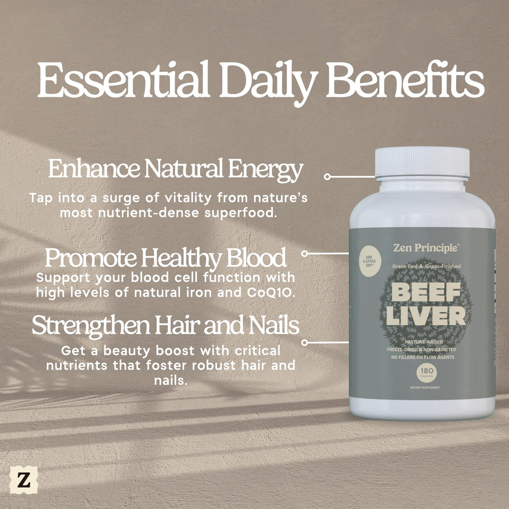 Label highlighting no hormones or GMOs in Zen Principle liver supplement