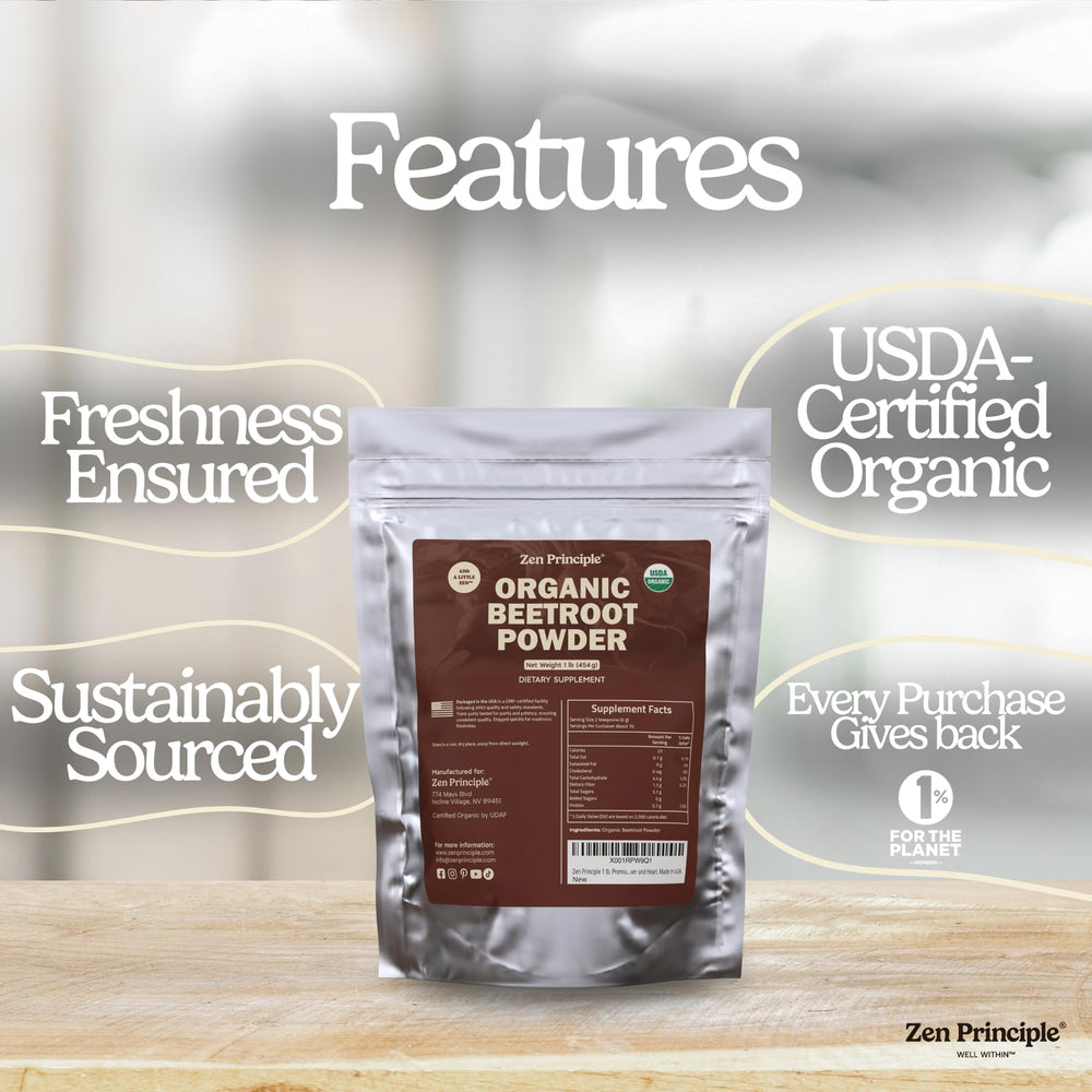 Smoothie prepared with Zen Principle beetroot powder