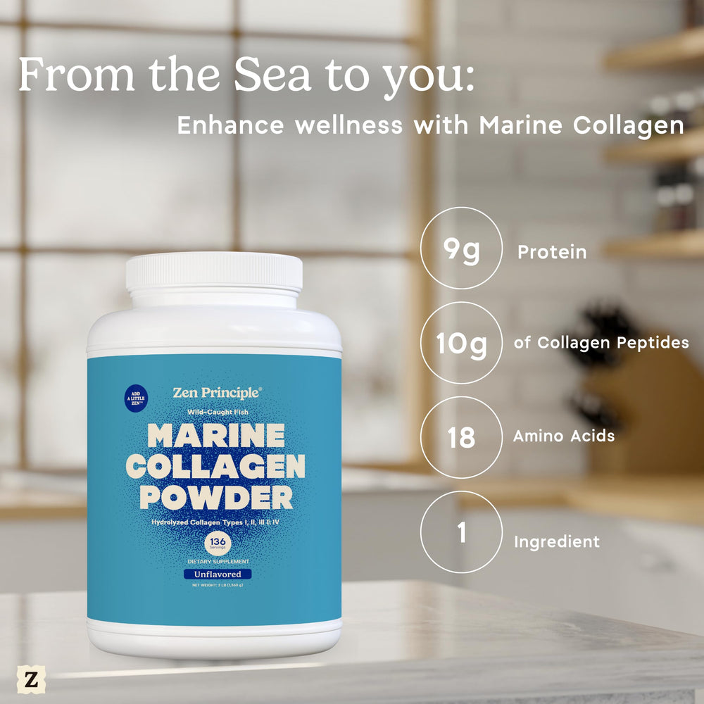 Container of Zen Principle Marine Collagen Peptides Powder unflavored