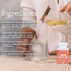 Probiotics and prebiotics blend in Zenculture capsule with digest enzymes