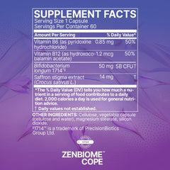 Graphic showcasing 1714 psychobiotic and ingredients