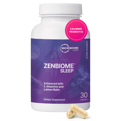 Front view of Zenbiome Sleep bottle label